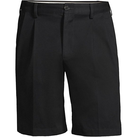 NWT LANDS' END BOYS PLEATED FRONT CHINO SHORTS BLACK 12 - Picture 1 of 6
